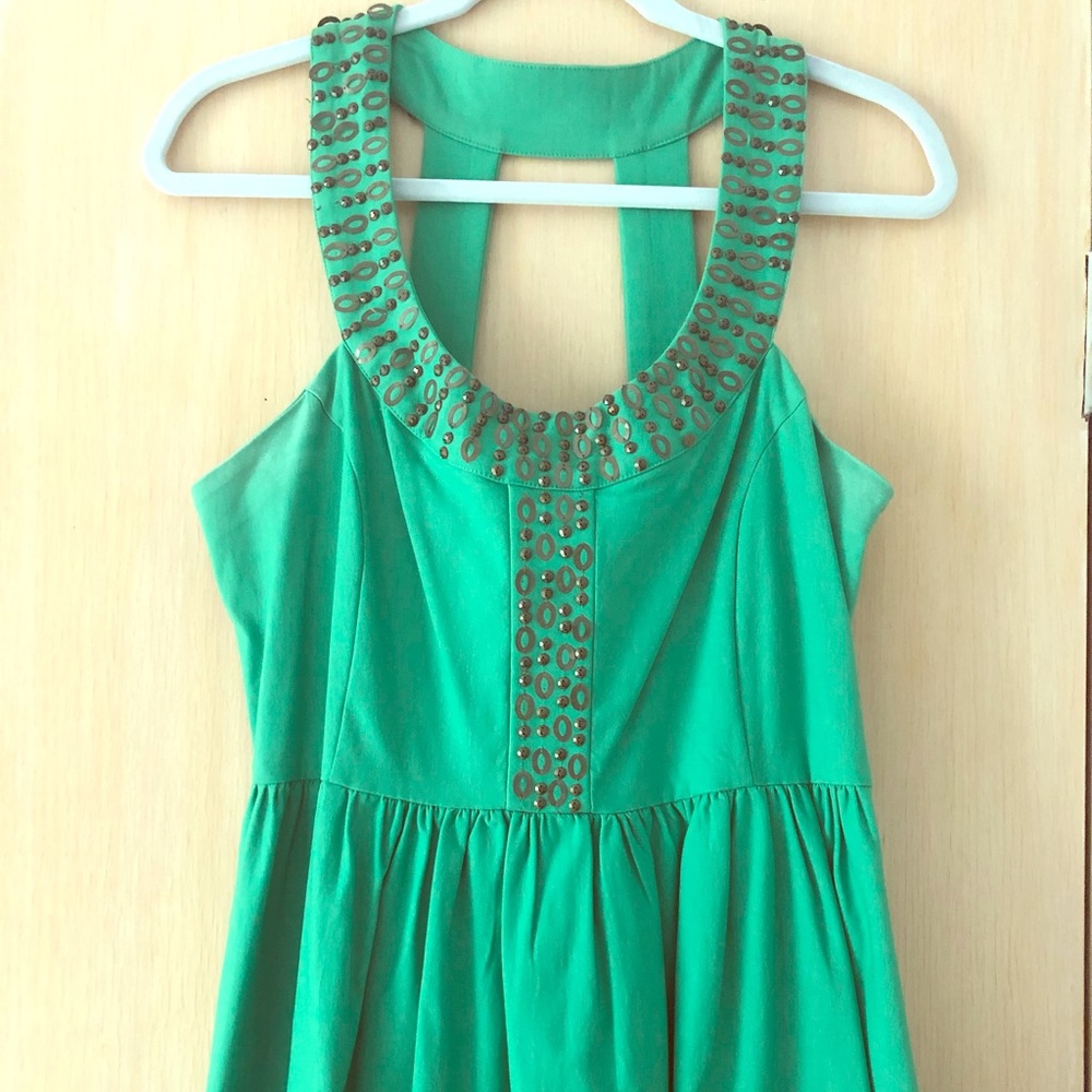 Kensie emerald green embellished halter dress!